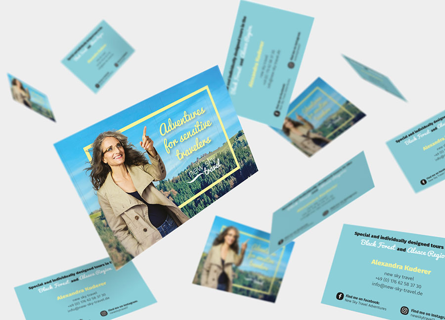 Komplettes Business-Paket für new sky travel 3 Visitenkarten für new sky travel