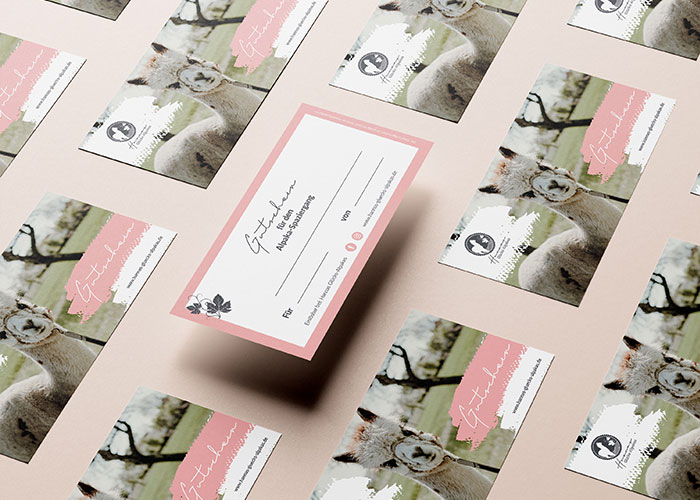 Gutscheindesign für Hannas-Glücks-Alpakas