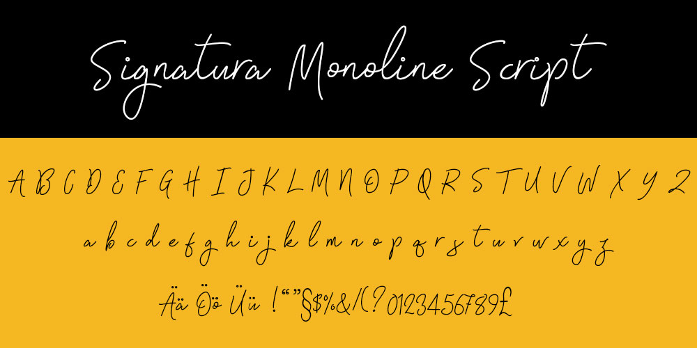 kostenlose Handschrift-Fonts mit deutschen Schriftzeichen 4 Signatura Monoline Script