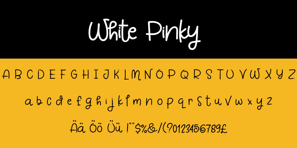kostenlose Handschrift-Fonts mit deutschen Schriftzeichen 5 White Pinky
