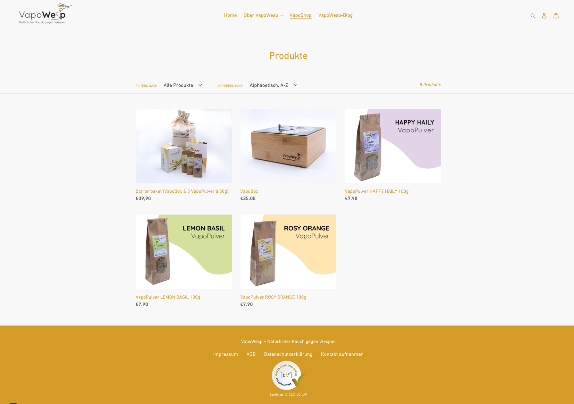 Gesamtpaket für das Start-Up VapoWesp 4 Online-Shop für VapoWesp